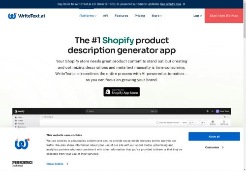 WriteText.ai for Shopify - Writing