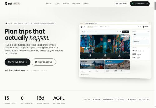 Trek travel planner - Travel