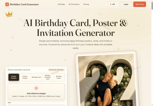 BirthdayCardGenerator AI - Card Design