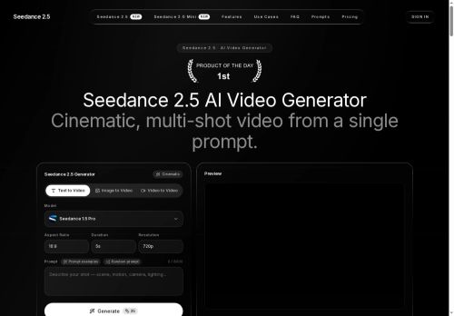 Seadance-video.com - Text-to-video